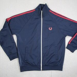 Fred Perry Mens Navy Blue Red Stripe Full Zip Track Jacket J5327 Size Medium